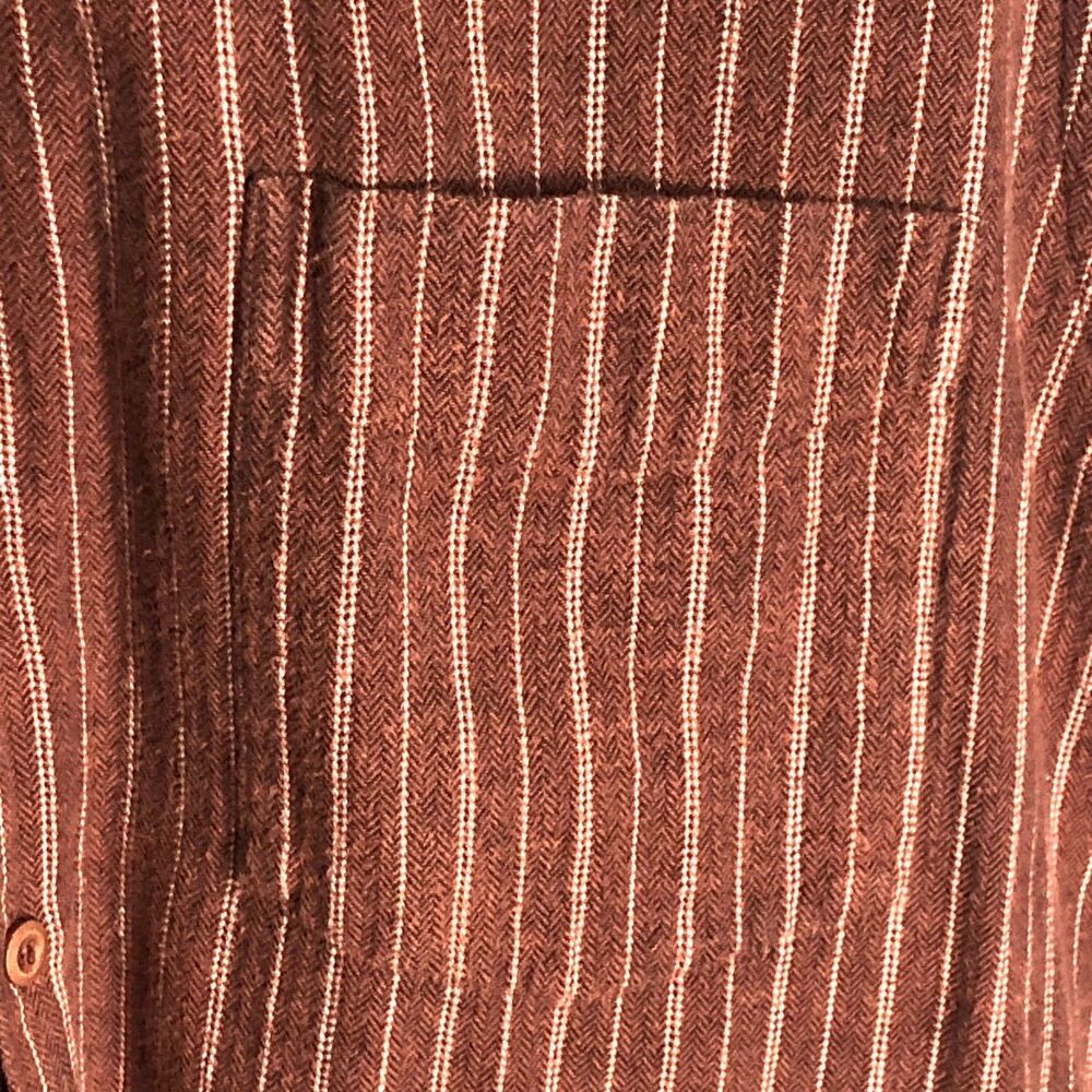 BIG ROCK CANYON XL Flannel Shirt Brown White Stripe Authentic Rugged Wear 100% - Picture 5 of 6